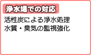 浄水場での対応（活性炭による浄水処理、水質・臭気の監視強化）